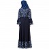Printed frilled abaya- Navy Blue Printed frilled abaya- Navy Blue